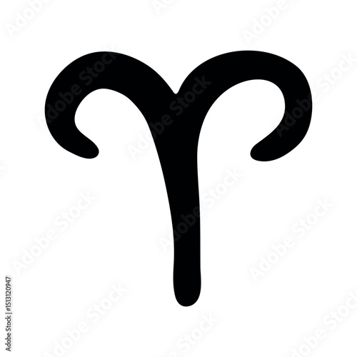 Hand drawn aries zodiac sign Esoteric symbol doodle Astrology clipart Element for design