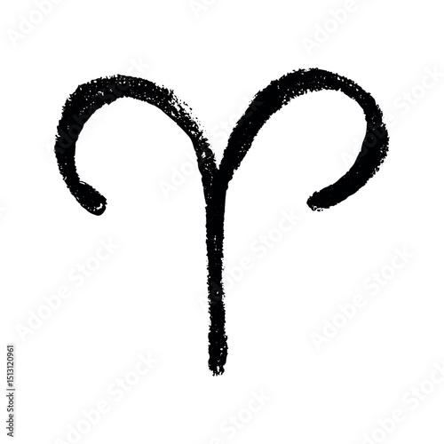 Hand drawn aries zodiac sign Esoteric symbol doodle Astrology clipart Element for design