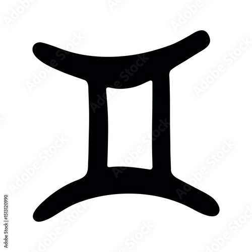 Hand drawn gemini zodiac sign Esoteric symbol doodle Astrology clipart Element for design