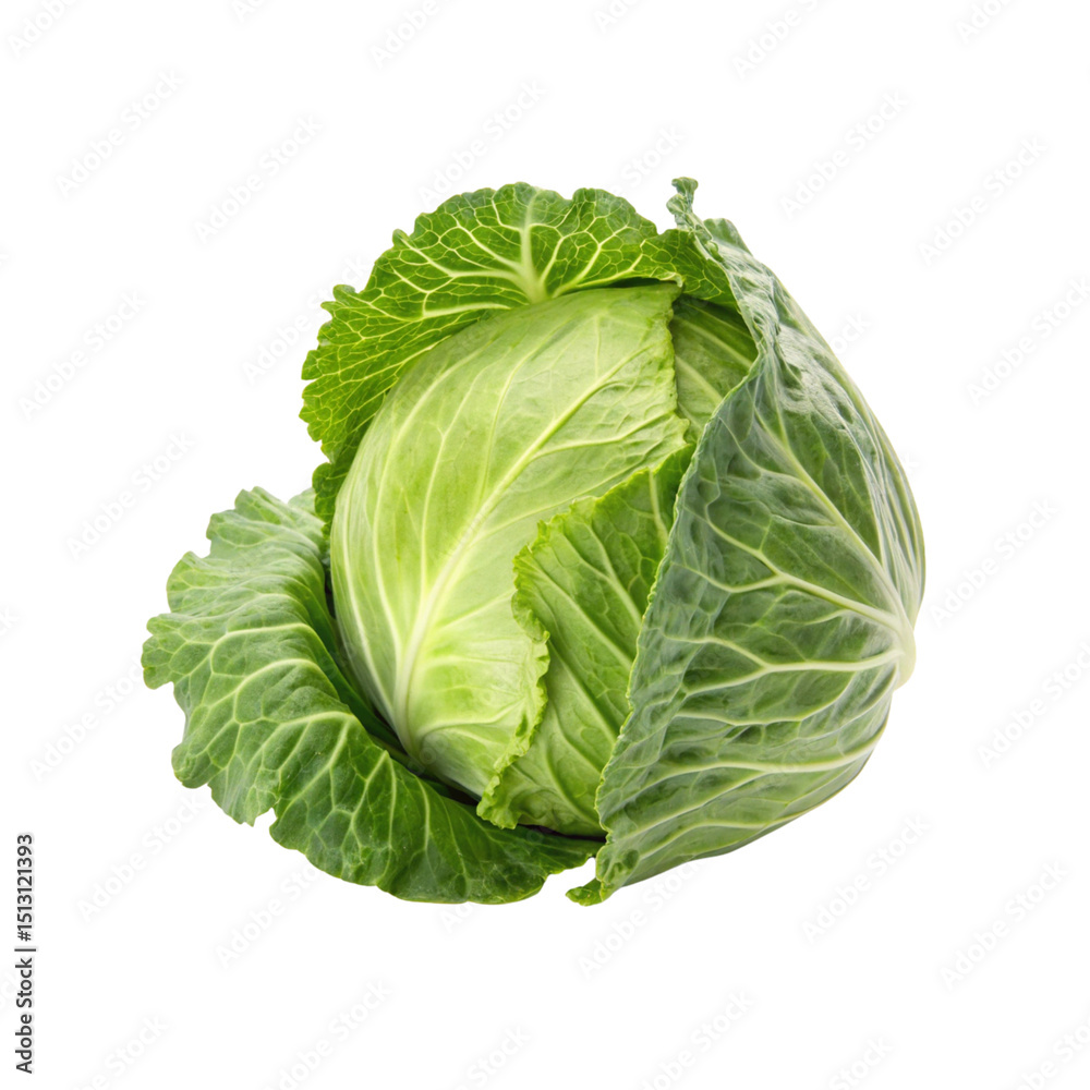 Obraz premium Fresh green cabbage isolated on transparent background