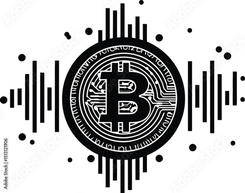 Bitcoin cryptocurrency digital currency blockchain technology decentralized finance graphic art
