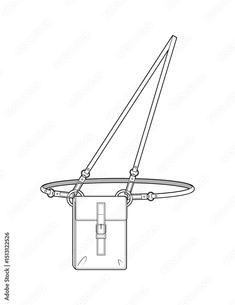 Obraz premium Bag Illustration, vector cad, vector illusration, fashion design, fashion drawing, flat cad, line drawing, vector. 