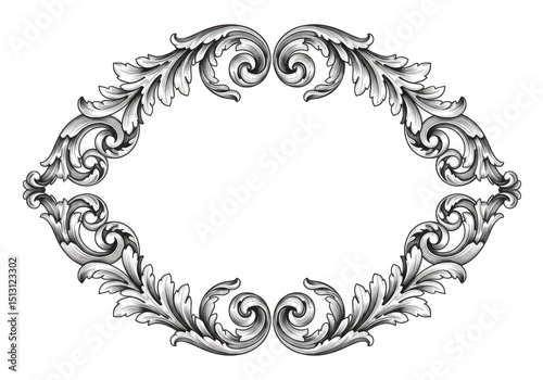Ornate vintage frame with decorative scroll isolated on transparent background