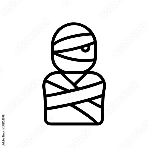 Mummy icon, line art style, for Halloween, websites, and apps