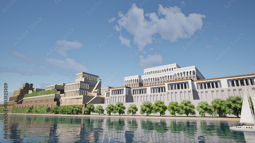 Fototapeta premium palace in the city, Ancient, Babylon, Temple, Middle east 