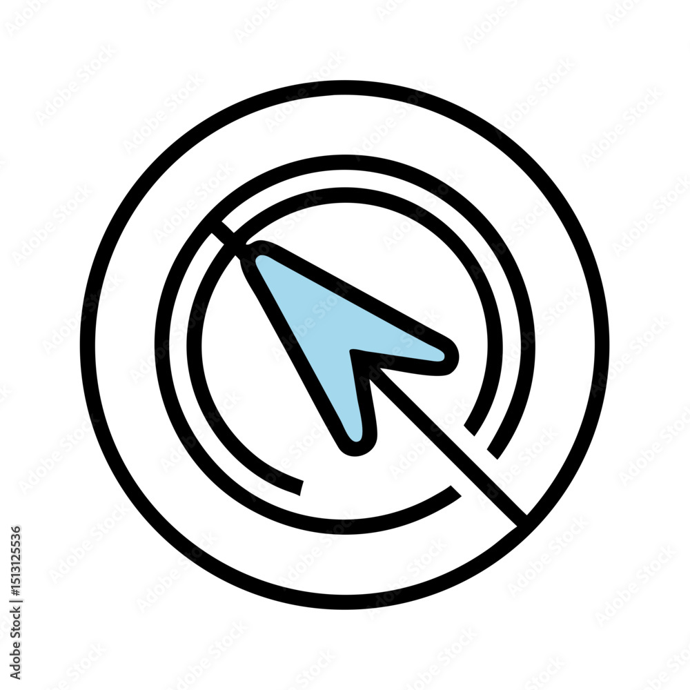 Light blue cursor in concentric circles icon Light blue cursor in concentric circles icon