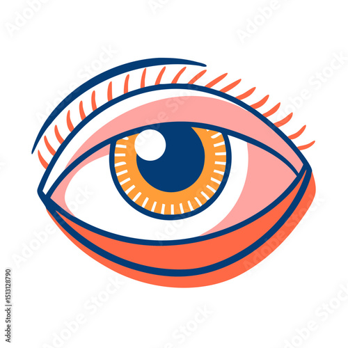 Stylized eye icon, in warm colors, for branding and websites