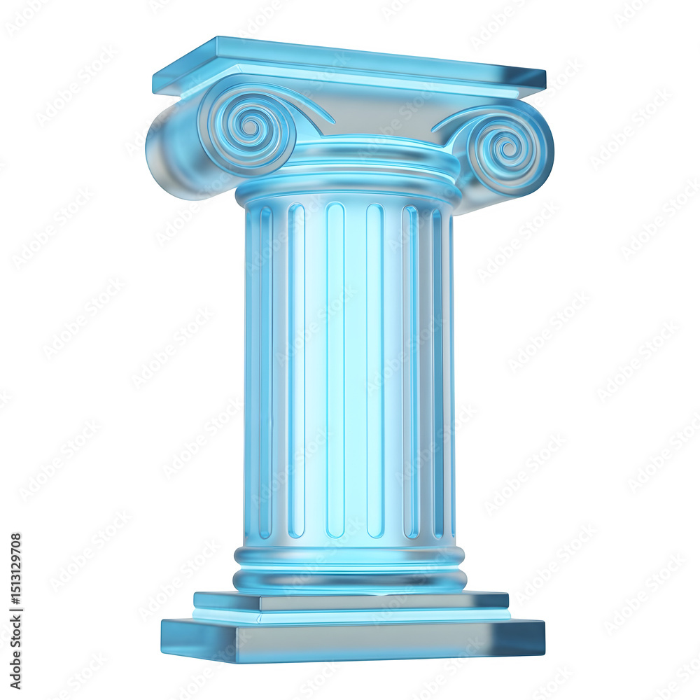 Obraz premium Blue Glass Ionic Column 3D Render Architecture Design Element