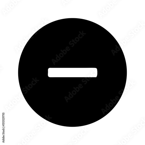 Minus Icon in Circle – Black and White Vector Symbol for Remove, Collapse, and UI Actions

