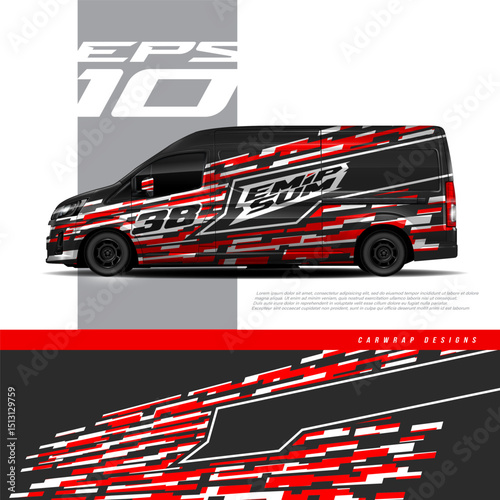 Blind van decal, cargo van and car wrap vector, Graphic abstract grunge stripe designs for wrap branding vehicle.