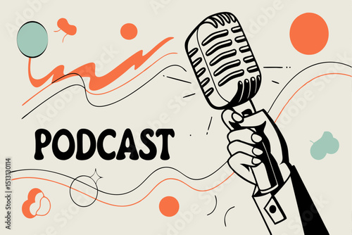 Podcast Icon Assets Retro Microphone Design Graphics for Your Podcast Branding