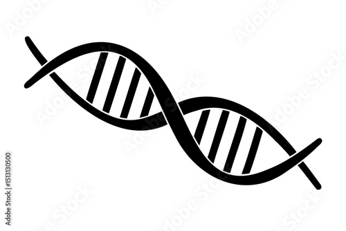 Biology DNA Helix Icon Silhouette in Black Vector Format