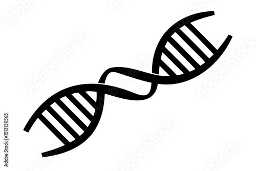 DNA Strand Icon Silhouette Vector Illustration on Transparent Background