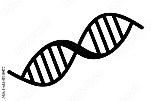 Black DNA Strand Icon Vector Graphic on Transparent Background