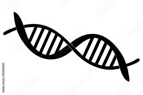 Black DNA Strand Icon Vector Graphic on Transparent Background