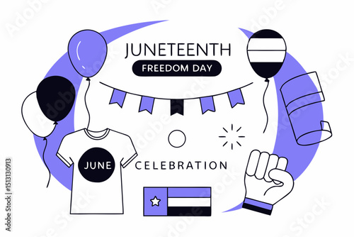 Juneteenth Freedom Day Icon and Assets for Celebration - Downloadable Graphic Design Resources