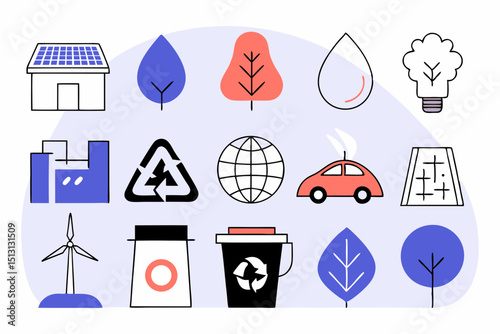Eco-Friendly Icon Assets Sustainable Energy & Recycling Icons for Your Projects