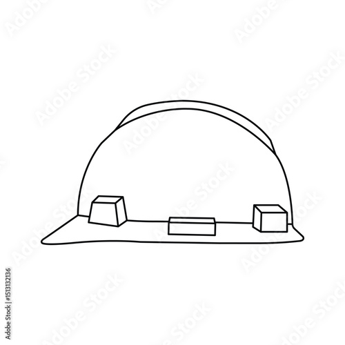 Safety Helmet Outline Icon Illustration on White Background