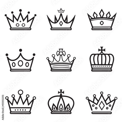 Crown silhouette vector icon set illustration design 