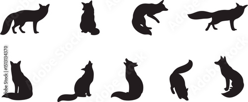 Ten Fox Silhouettes Design Elements Pack for Branding Projects and Logo Creation
