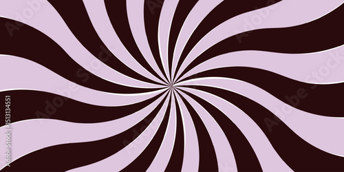 Abstract background with rays retro starburst. pink and coffee  twisted swirl.Seamless retro vintage burst sunrise sunbeam element spiral striped illustration.
