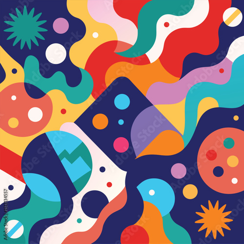 Abstract geometric pattern of farm food. Stylized poster with fruit and vegetables. Agriculture plants in cubism style. Contemporary art of healthy, natural, organic products. Flat vector