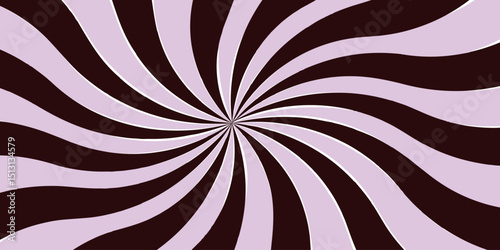 Abstract background with rays retro starburst. pink and coffee  twisted swirl.Seamless retro vintage burst sunrise sunbeam element spiral striped illustration.