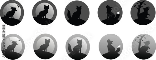 Elegant Fox Silhouettes Moonlit Designs Perfect for Branding and Logo Creation