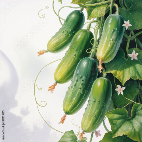 cucumbers on the vine