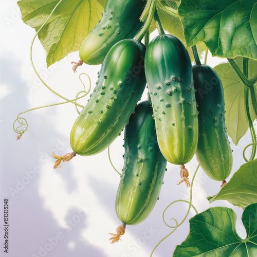 cucumbers on a branch