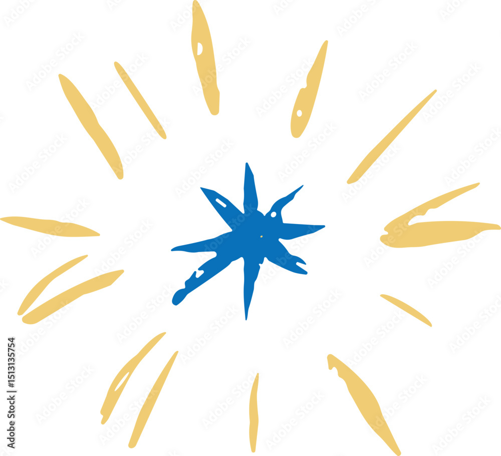 Fototapeta premium Hand Drawn Star Element Vector Icon Doodle Shape on White Background