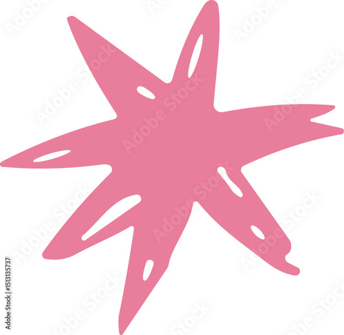 Hand Drawn Pink Star Vector Shape Doodle Element Icon Illustration