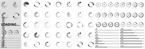 Loading icons progress bar Buffer loader or freeloader loading bar signs download upload progress sign symbol buttons