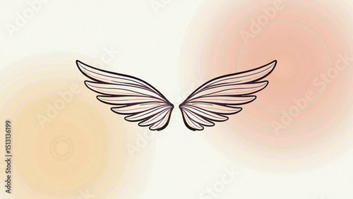 Stylized angel wings graphic on a soft pastel background with a minimalistic design
