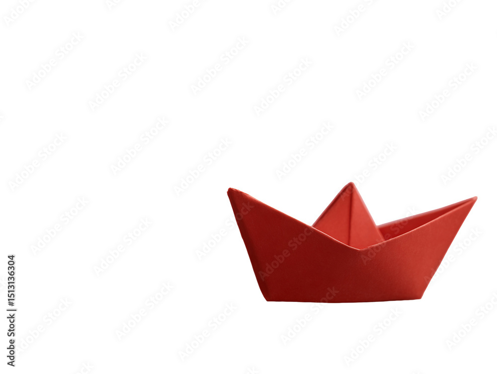 Red Origami Paper Boat on Transparent Background, PNG Red Origami Paper Boat on Transparent Background, PNG