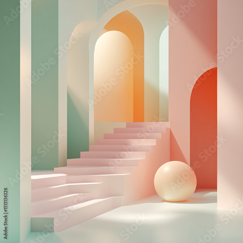 Minimalist Abstract Geometric Shapes on White Background
