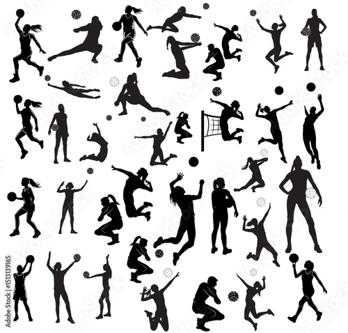 vector silhouette of a female basketball player slam dunk, scoring the ball to the net