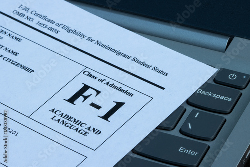 Closeup of a sample of the Form I-20, Certificate of Eligibility for Nonimmigrant Student Status.