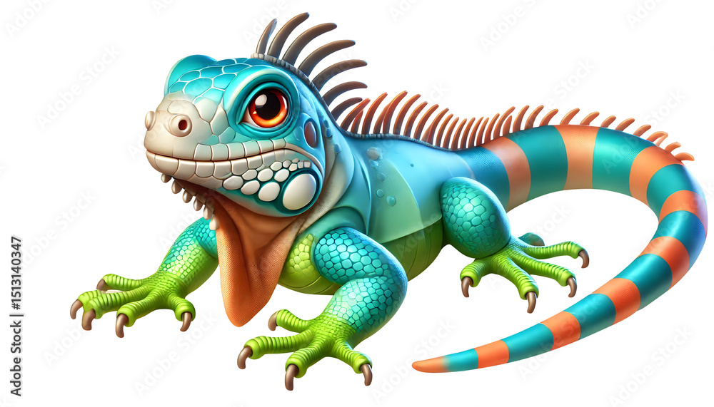 Fototapeta premium Iguana 3d character illustration isolated on transparent background