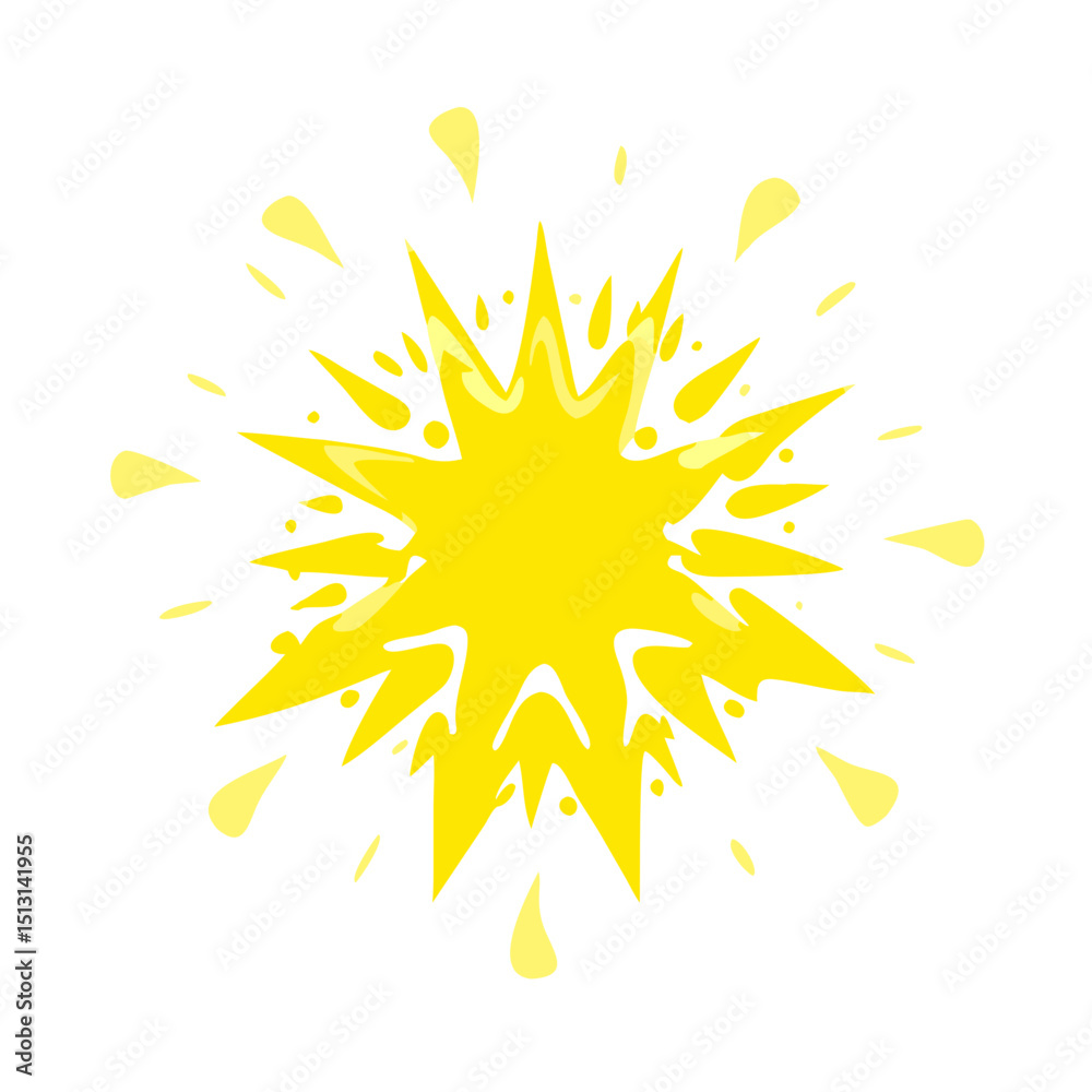 Yellow color explosion isolated on white background Yellow color explosion isolated on white background