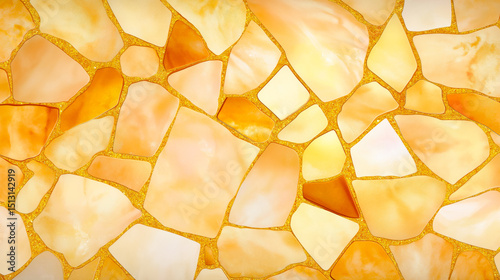 Golden marble mosaic tiles creating luxurious and elegant surface