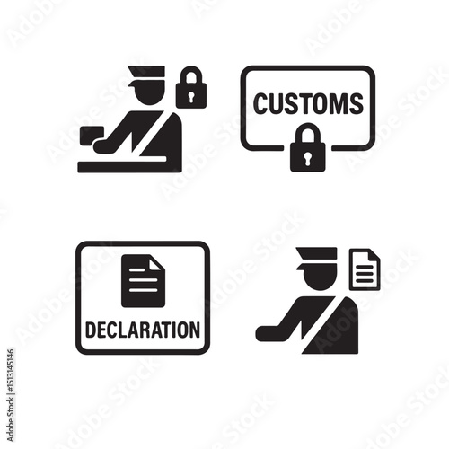 Customs and Declaration Symbol Icons for Logistics