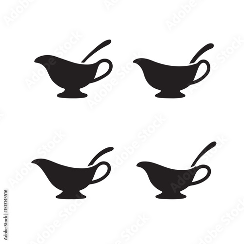 Gravy Boat and Serving Spoon Icons for Thanksgiving Meals