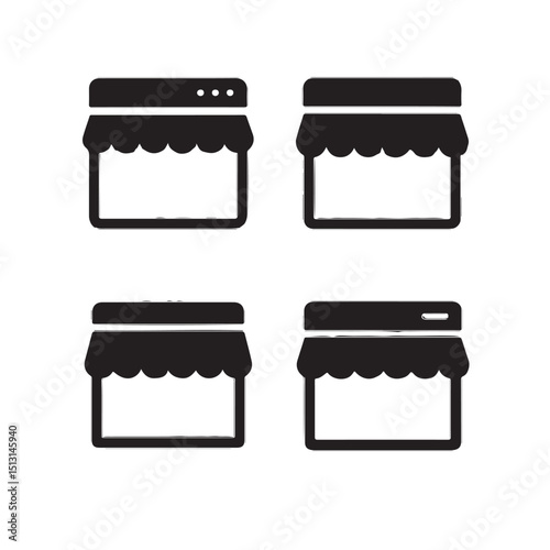 Silhouette Icons of Online Storefronts and E-Commerce Windows