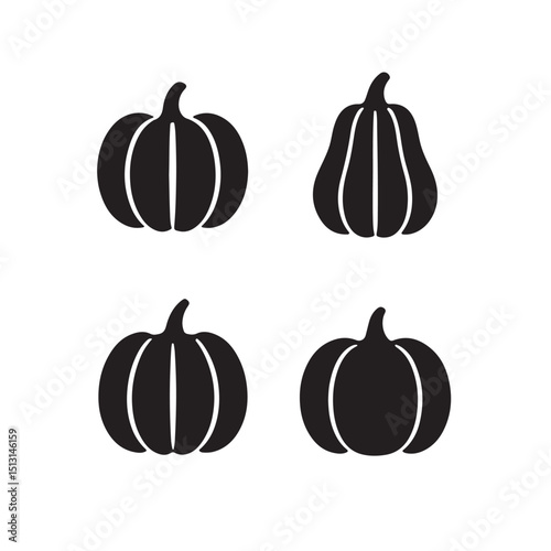 Pumpkin Icons in Various Shapes for Harvest Season