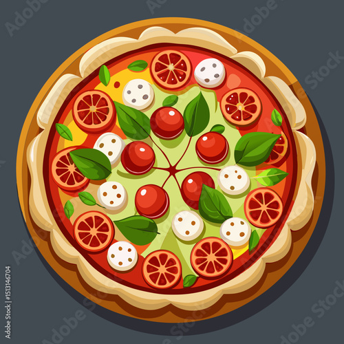 Pizza margharita top view isolated on transparent 