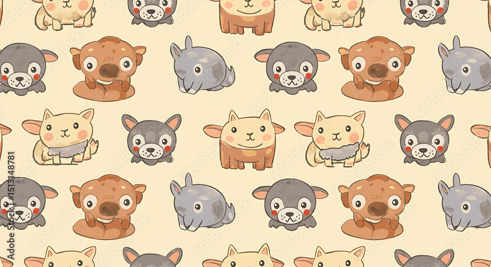 Obraz premium Cartoon Animals Pattern