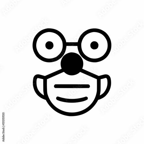 Minimal clown nose with mask — self-deprecating meme reference.