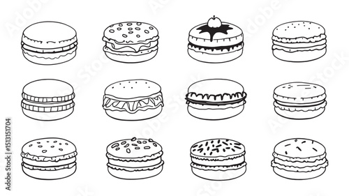 Sweet Macaron Bakery Treats Illustration