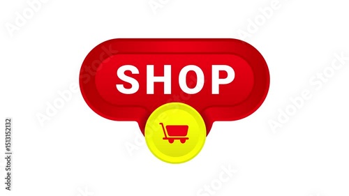 Shop red icon for online store. Click buy symbol. Motion design 4k